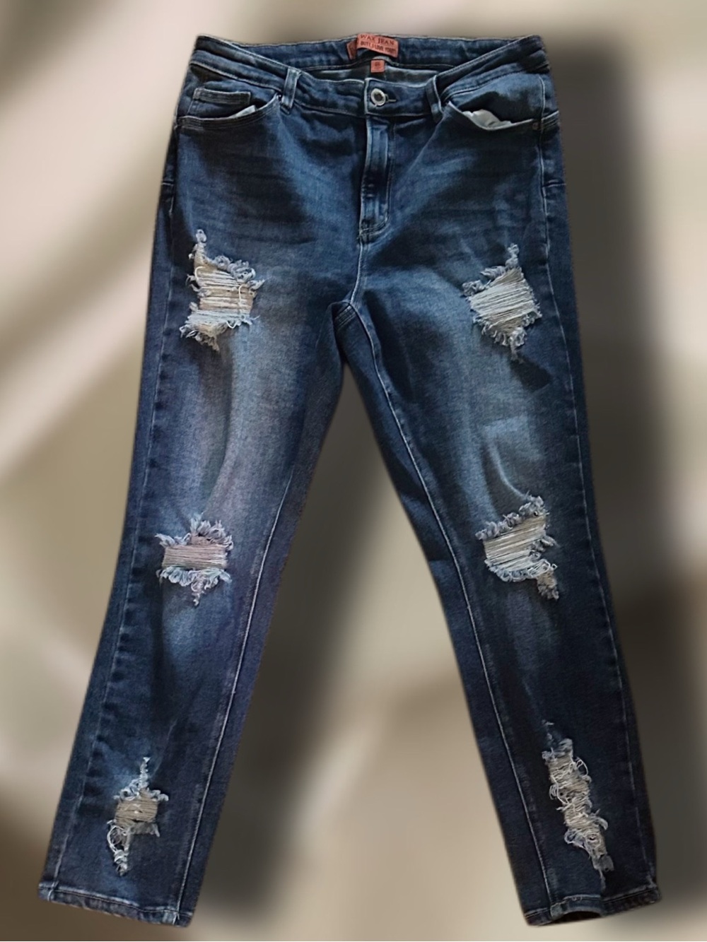Wax Jean Butt I Love You Size 14 Distressed Skinny Jeans Dark Wash